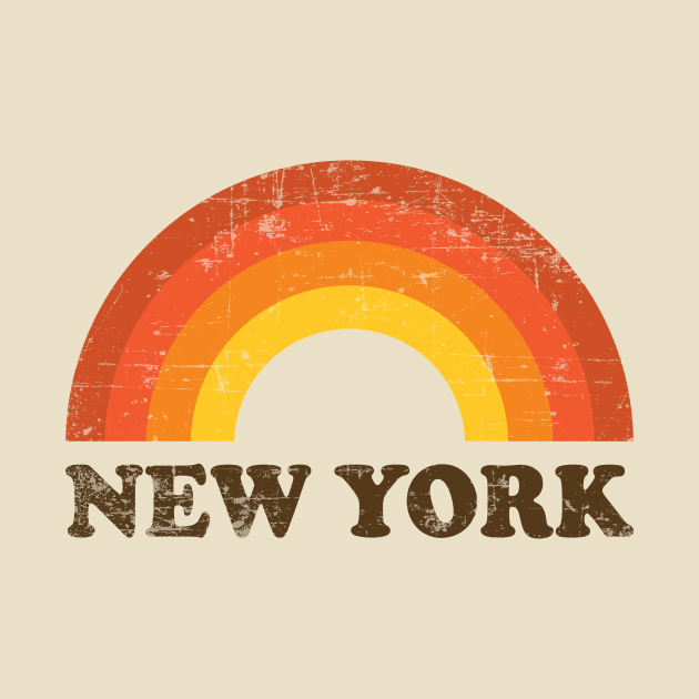 Vintage New York Vacation Souvenir Retro Rainbow by fizzyllama