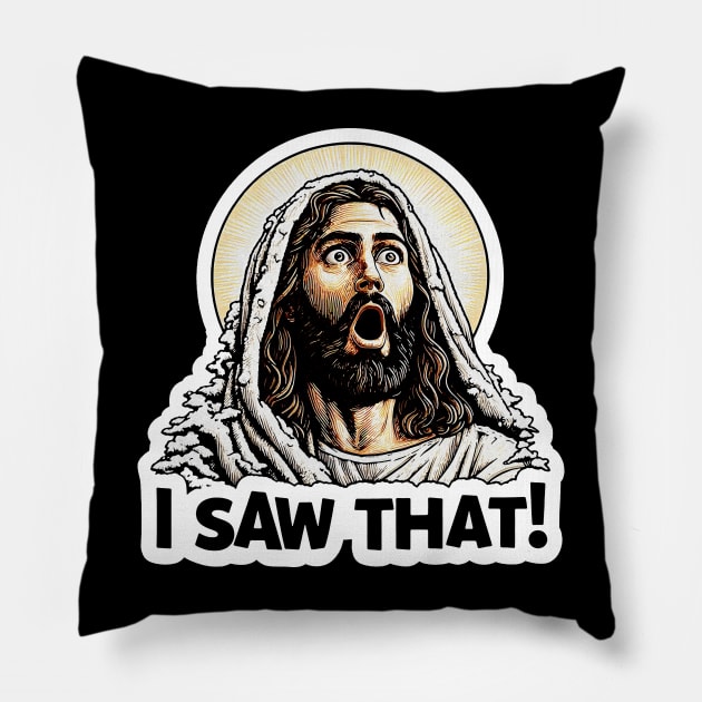 I SAW THAT Jesus meme Snowing Christmas Wow Pillow by Plushism