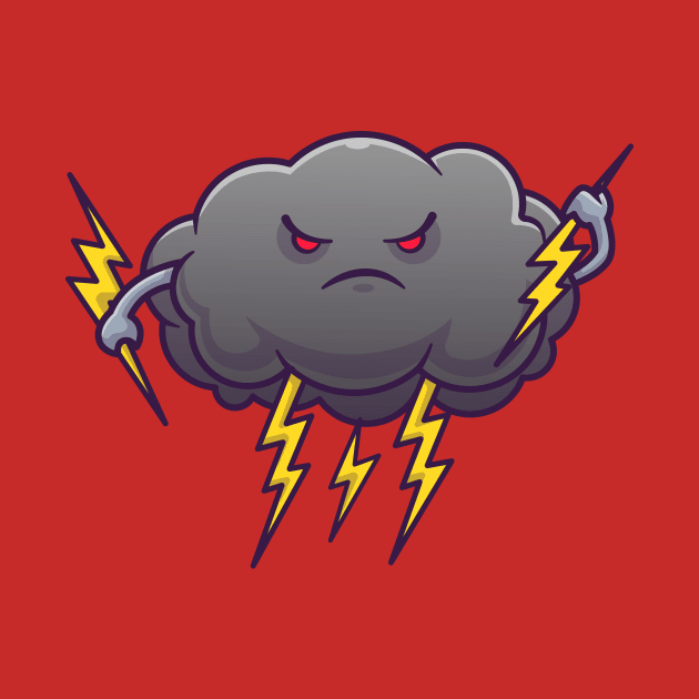 Cute Angry Cloud Storm With Thunder Cartoon by Catalyst Labs