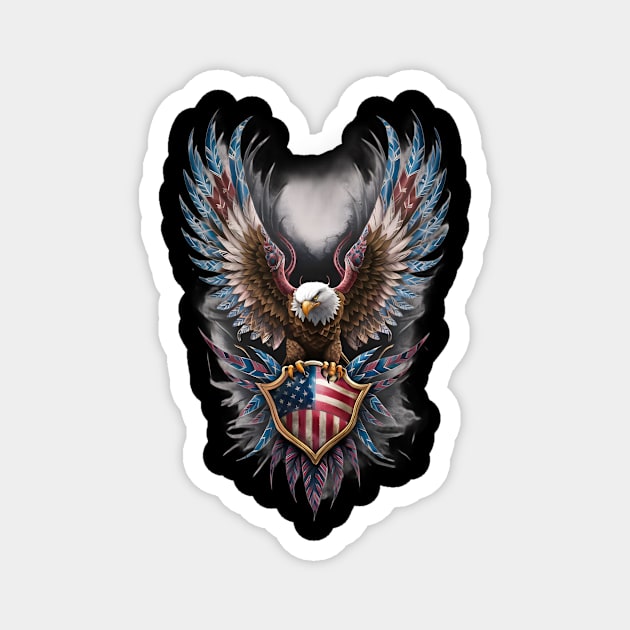 An Eagle with its Wings Spread, Clutching a Shield that Bears the Design of the American Flag Magnet by animegirlnft