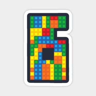 Sixth Birthday Building Blocks Magnet