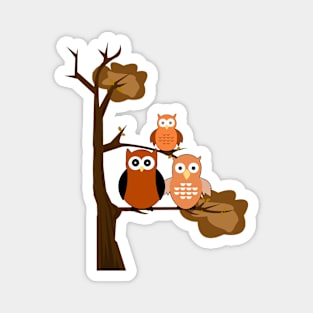 Orange Owls Magnet