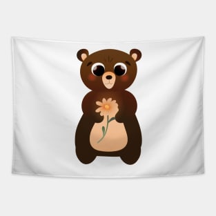 Cute bear with flower Tapestry