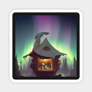 House under the northern lights Magnet