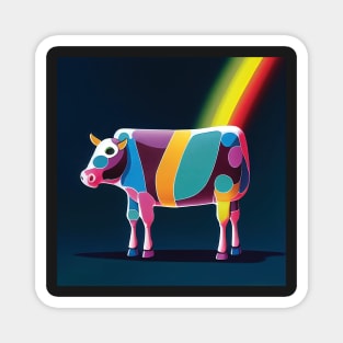 Colourful Cow with rainbow Magnet