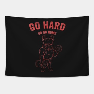 Go Hard Or Go Home Muscle French Bulldog Gym Gift Tapestry