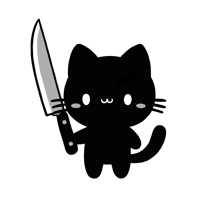 black cat with a knife by ArtisticBox