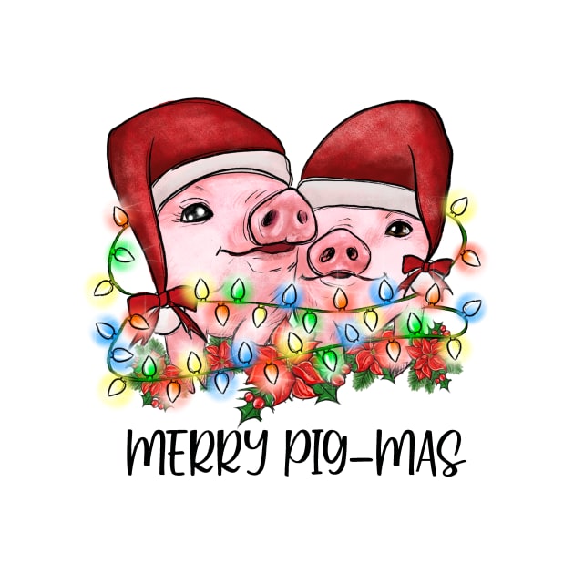 Vintage Merry Pig Mas Funny Christmas by Mhoon 