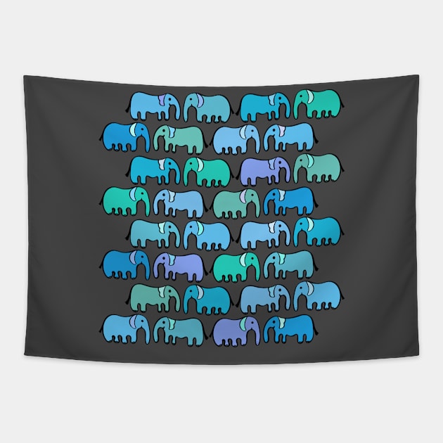 Cute and Colorful Elephant Pattern Tapestry by Davey's Designs