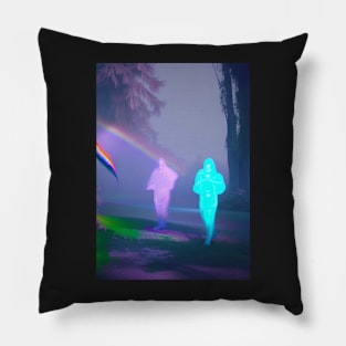 2 GHOSTS WALKING UNDER HALLOWEEN RAINBOW Pillow