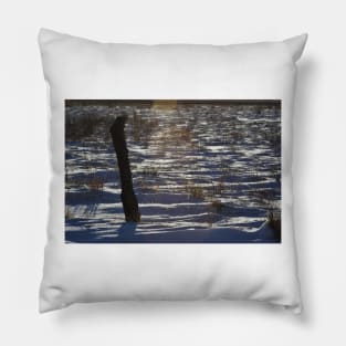 Snowy Country Fence Line Pillow