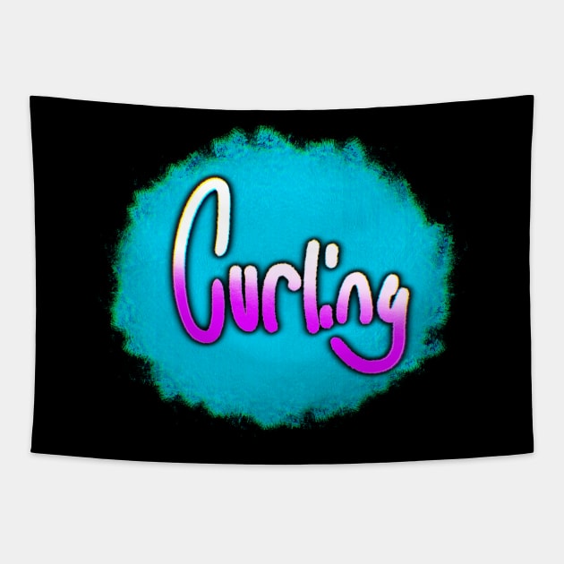 Curling 2022 Olympic Winter Sports Lover -  Snowboarding - Graphic Typography Saying Tapestry by MaystarUniverse