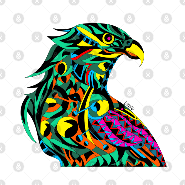 green mecha peregrine falcon halcon ecopop in mexican techno organic tribal totonac patterns by jorge_lebeau