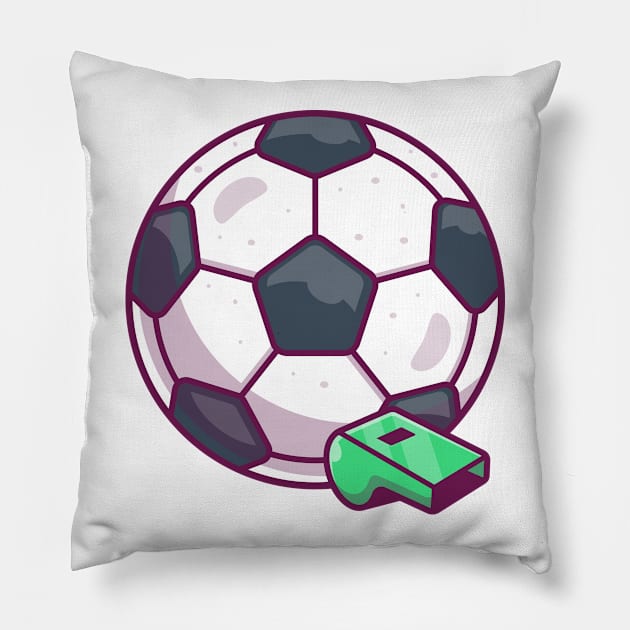 Soccer ball with whistle cartoon Pillow by Catalyst Labs