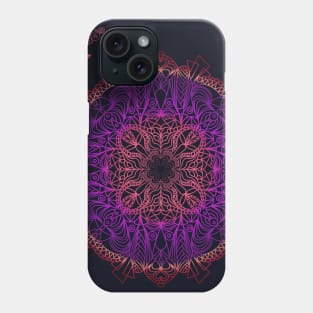 Purple Gradient Mandala Design on Black Background Phone Case