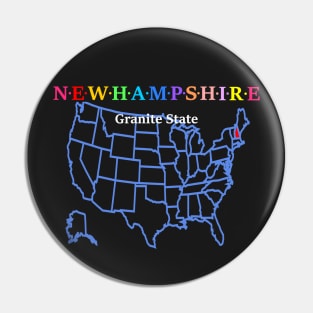 New Hampshire, USA. Granit State. With Map. Pin