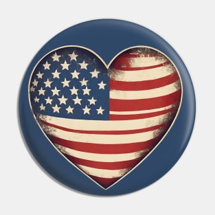 Vintage USA Flag Heart Shaped Pin