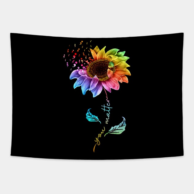 Sunflower You Matter Suicide Prevention Awareness Tapestry by Los Draws