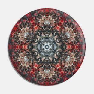 Digital Mandala Red and White Pin