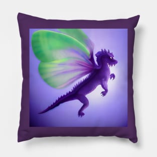 Purple Dragon with Luna Moth Wings Pillow