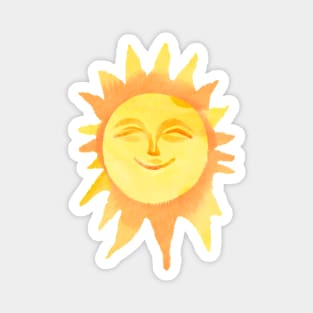 Cute Watercolor Smiling Sun Magnet