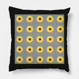 Sunflower Watercolor Pattern with an ultimate gray background Pillow