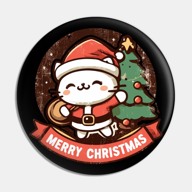 Christmas Cat Pin by TomFrontierArt