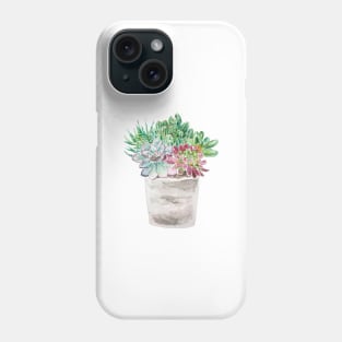 succulents and cactus in pot watercolor 2020 Phone Case