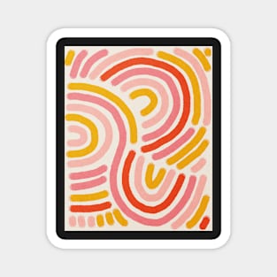Abstract rainbows pattern, Line art Magnet