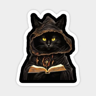 Halloween Cat Reading Preys Anatomy Spell List Magnet