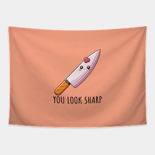 You Look Sharp: Cute Kitchen Knife Pun Merchandise | PunnyHouse Tapestry