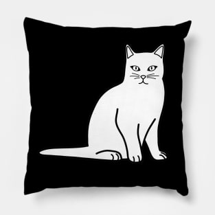 Black and White Cat Drawing Pillow
