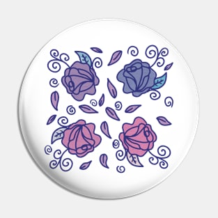 Stained Glass Roses Pin