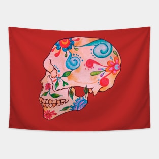 Floral Skull Tapestry