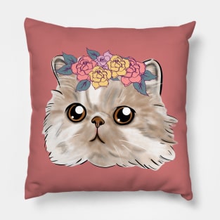 cream cat girl head _ Bunniesmee Pillow