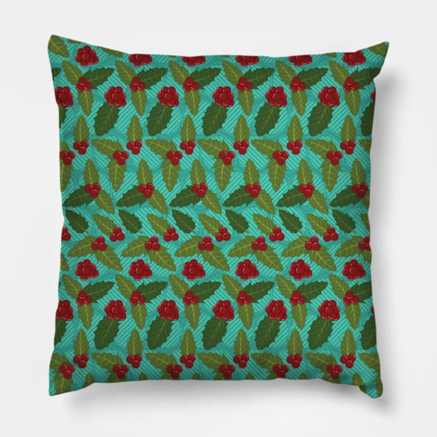 Holly Berry Pattern Pillow by zarya_kiqo