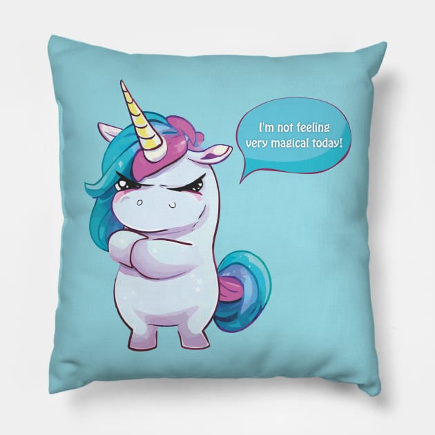 Grumpy Unicorn Pillow by Ara-Mora