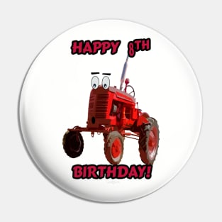 Happy 8th Birthday tractor design Pin