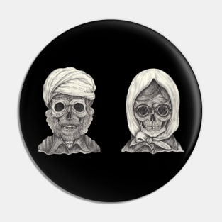 Skeleton lovers old man and old woman. Pin