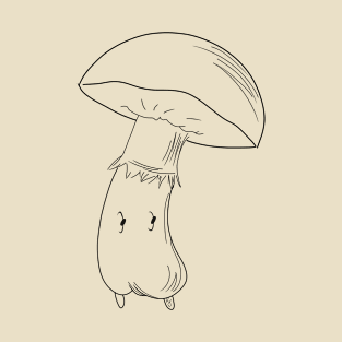 Boletus Mushroom Black Lineart T-Shirt