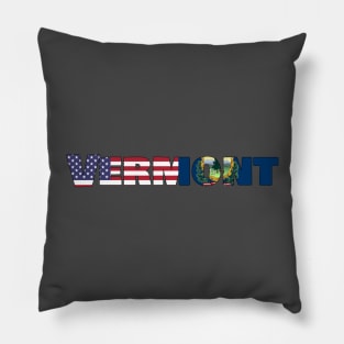 Vermont State Flag/ American Flag Logo Pillow