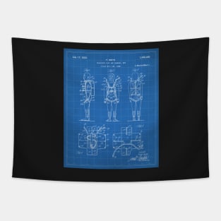 Parachute Pack Patent - Sky Diving Art - Blueprint Tapestry