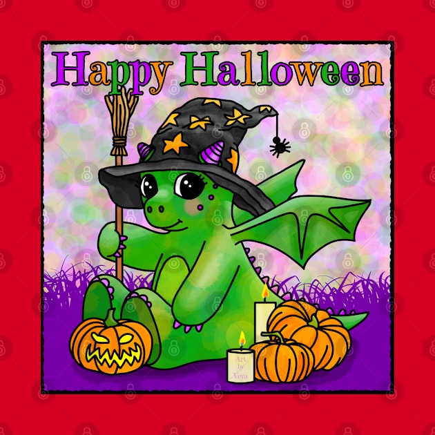 Happy Halloween says the little Halloween Dragon by Art by Veya