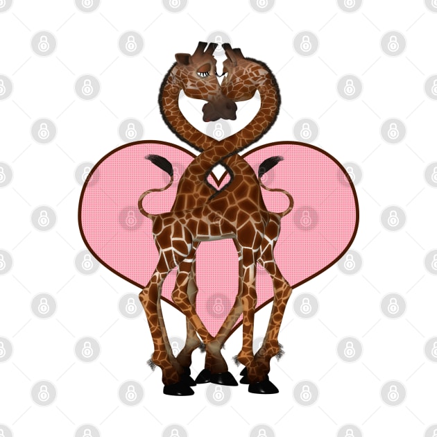 Love Heart Giraffes With Necks Entwined by Ricaso