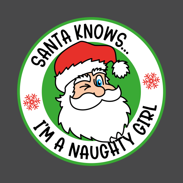 SANTA KNOWS... I'M A NAUGHTY GIRL | Father Christmas Design in RED by LTFRstudio