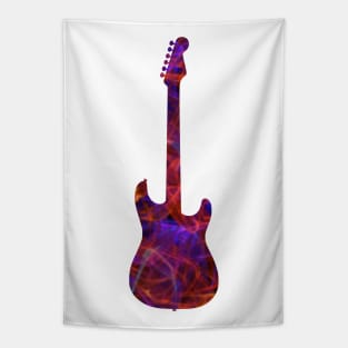 Red on Purple Flame Guitar Silhouette Tapestry