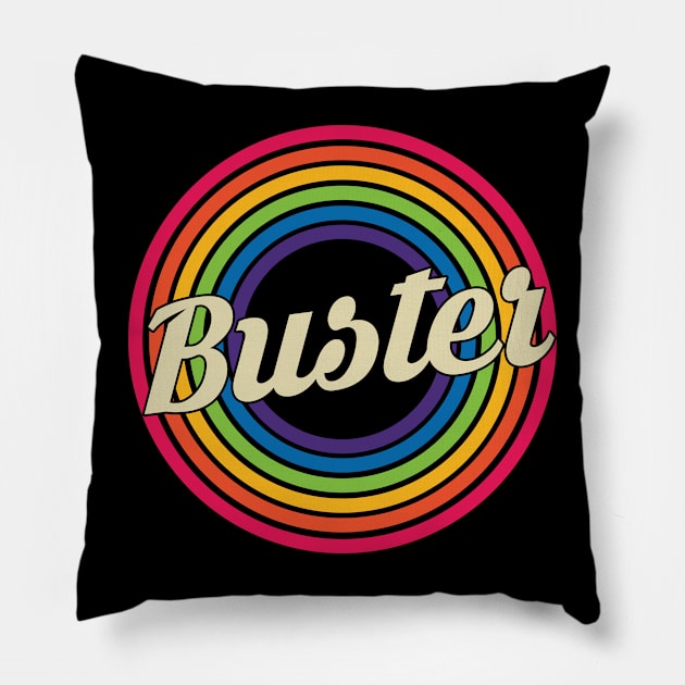 Buster - Retro Rainbow Style Pillow by MaydenArt