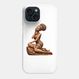 Afrocentric Woman Wooden Carving Phone Case