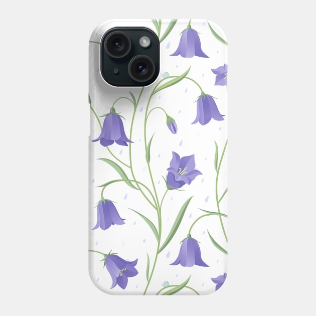 Bellflower pattern white bkg Phone Case by Avisnanna