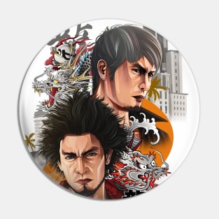 Kazuma Kiryu & Kasuga Ichiban Like a Dragon Infinite Wealth Pin